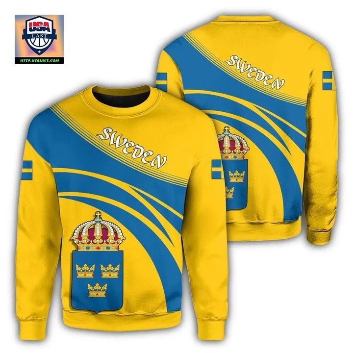 Sweden Coat Of Arms Sweater Cricket Style J5W
