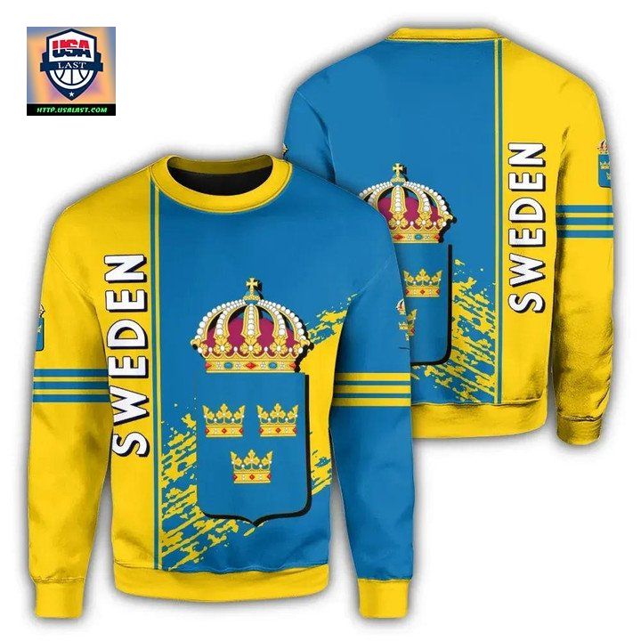 Sweden Coat Of Arms Sweater Quarter Style J7
