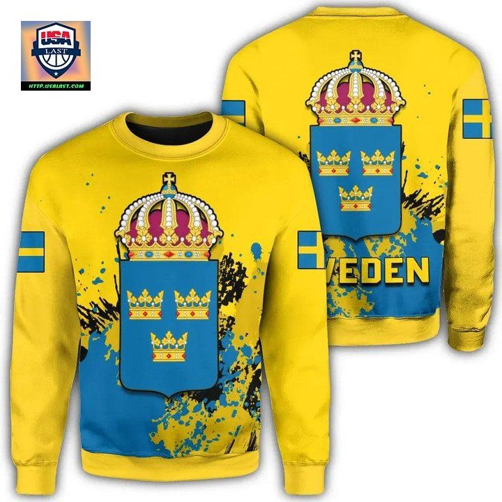 Sweden Coat Of Arms Sweater Spaint Style J8W