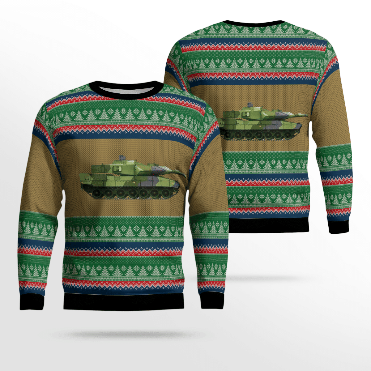Swedish Army Stridsvagn 122 Tank Ugly Christmas Sweater, Perfect Holiday Gift