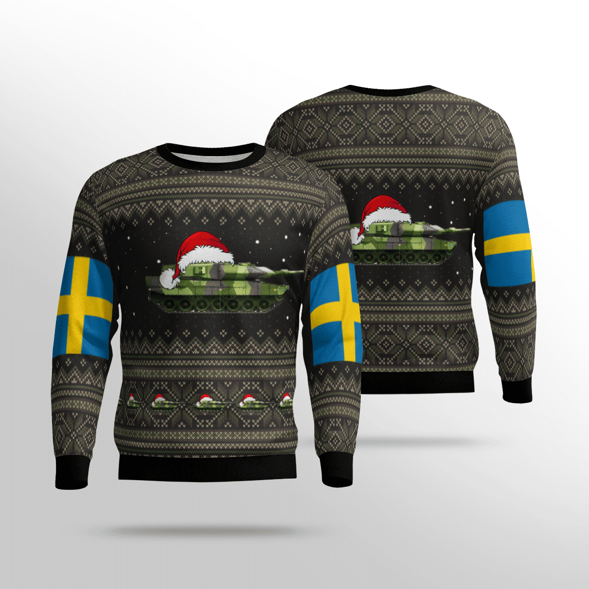 Swedish Army Stridsvagn Tank Ugly Christmas Sweater, Perfect Holiday Gift
