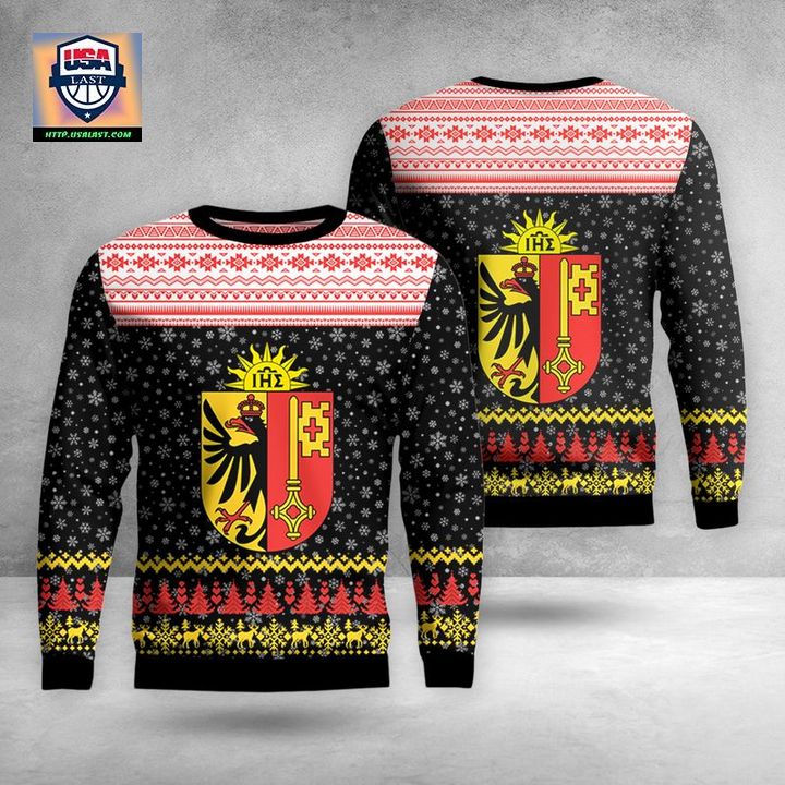 Switzerland Canton of Geneva Christmas Sweater 3D
