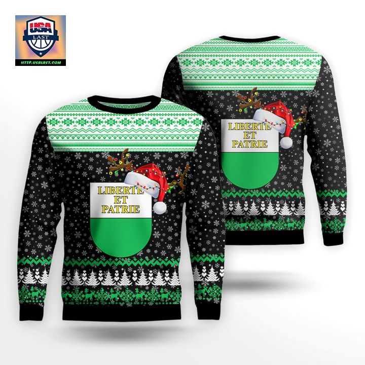 Switzerland Canton of Vaud Christmas Sweater 3D