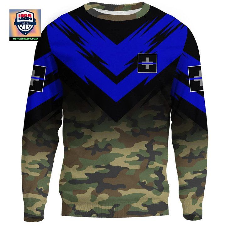 Switzerland Flag Sweater- Based Version Of The Thin Blue Line Symbol