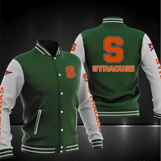 Syracuse Orange Green White Varsity Baseball Jacket for Men & Women | NCAA Team Fan Gift