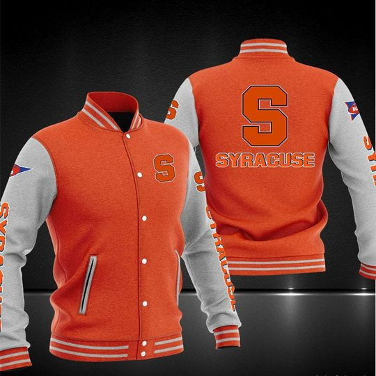 Syracuse Orange Orange White Varsity Baseball Jacket for Men & Women | NCAA Team Fan Gift