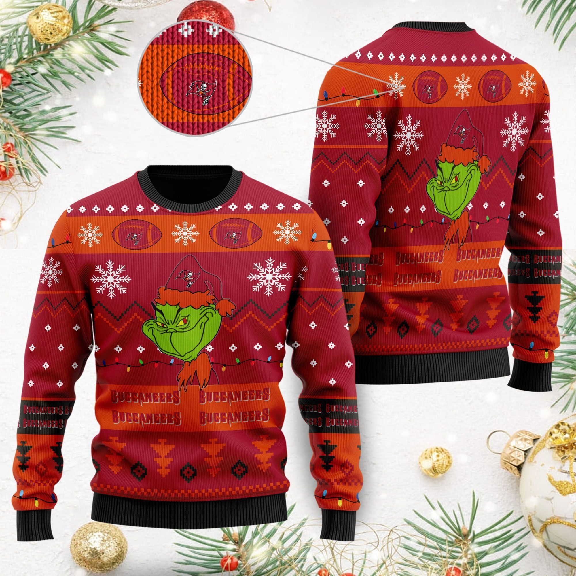 Tampa Bay Buccaneers American NFL Football Team Logo Cute Grinch 3D Men And Women Ugly Christmas Sweater For Sport Lovers On Christmas Days