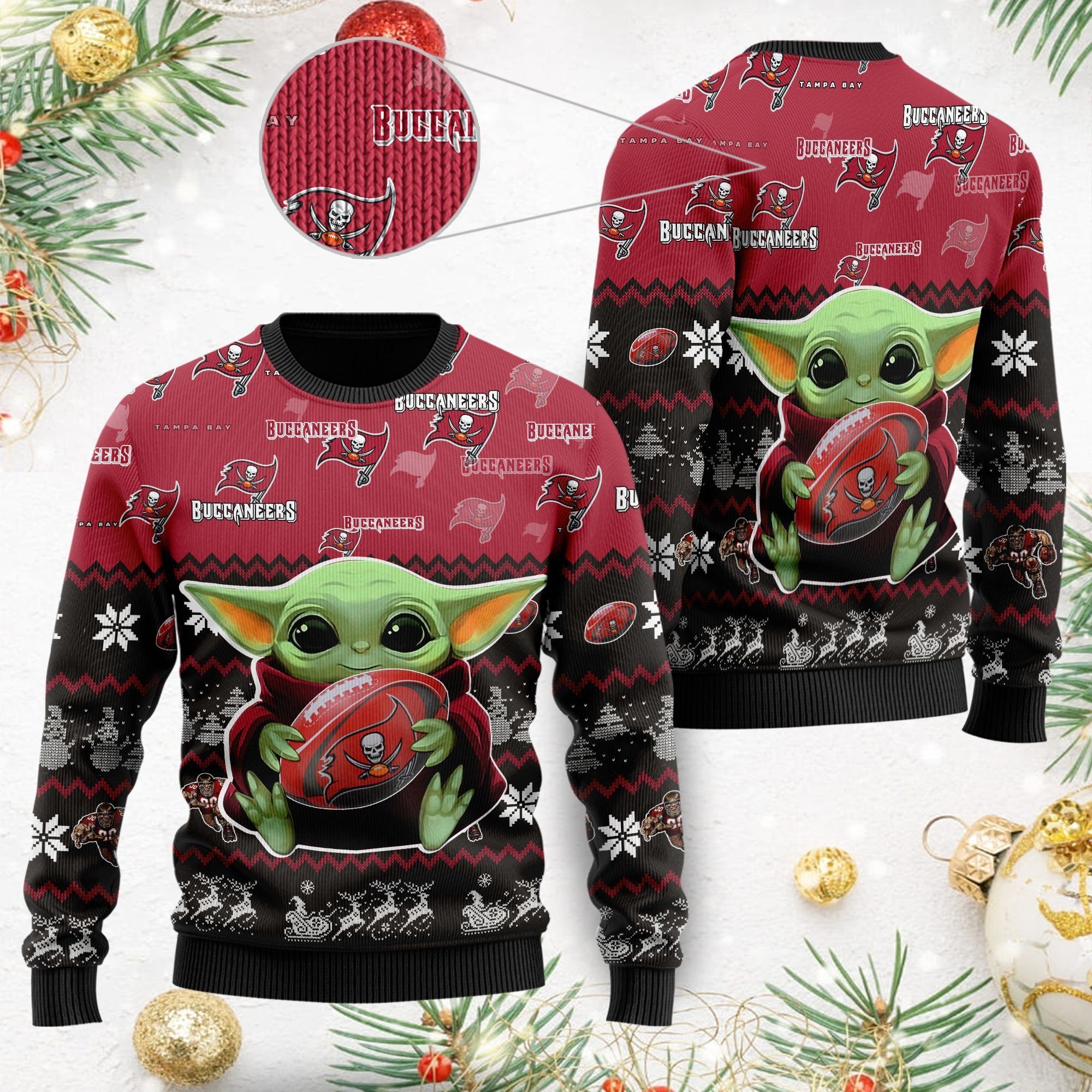 Tampa Bay Buccaneers Baby Yoda Ugly Christmas Sweater For American Football Fans