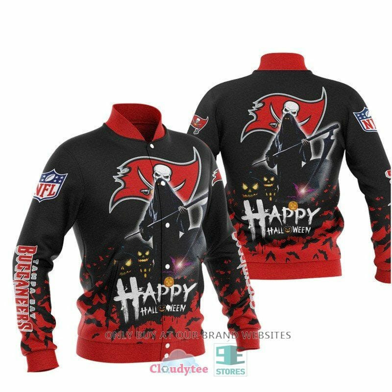 Tampa Bay Buccaneers Black Halloween Varsity Baseball Jacket for Men & Women | NFL Team Fan Gift