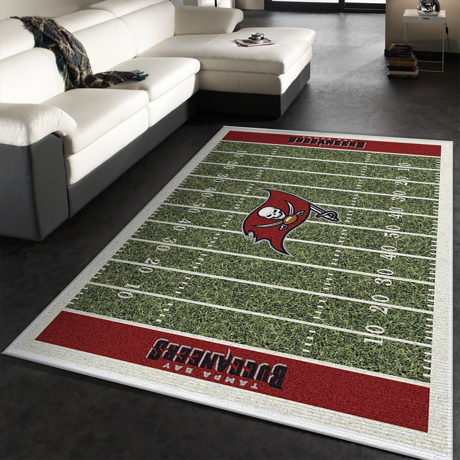 Tampa Bay Buccaneers Imperial Homefield Rug Team Logos Rectangle Area Rug – Full Print Carpet For Living Room & Bedroom Home Decor