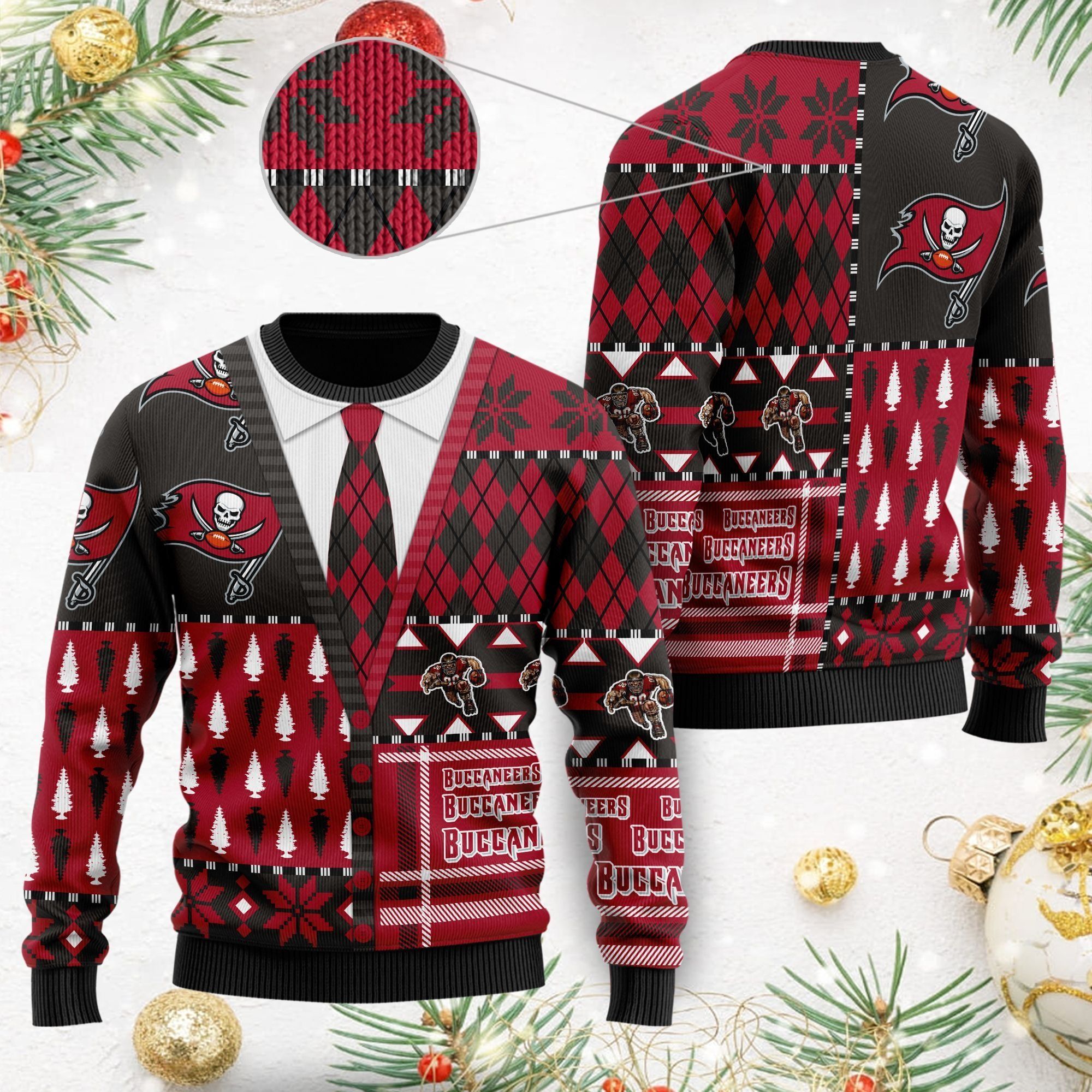 Tampa Bay Buccaneers NFL American Football Team Cardigan Style 3D Men And Women Ugly Christmas Sweater For Sport Lovers On Christmas Days