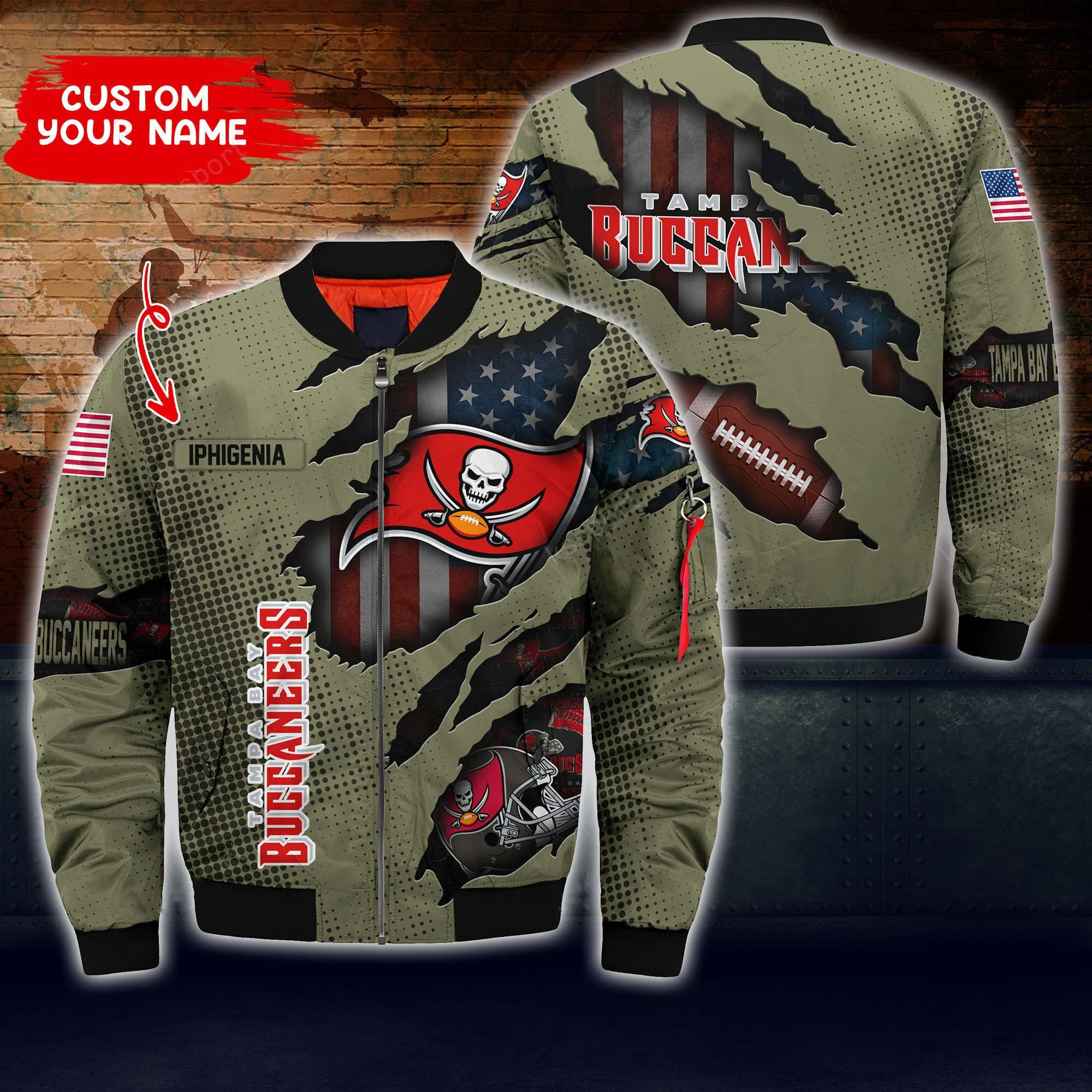 Tampa Bay Buccaneers Personalized Thick Bomber Jacket | NFL Team Jacket for Men & Women | Football Fan Gift