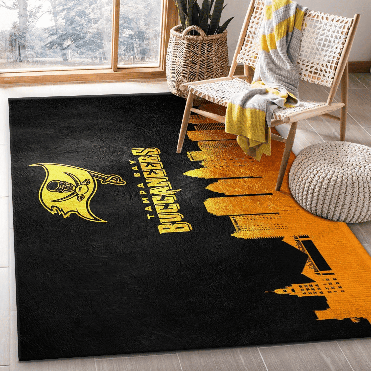 Tampa Bay Buccaneers Rectangle Area Rug – Full Print Carpet For Living Room & Bedroom Home Decor