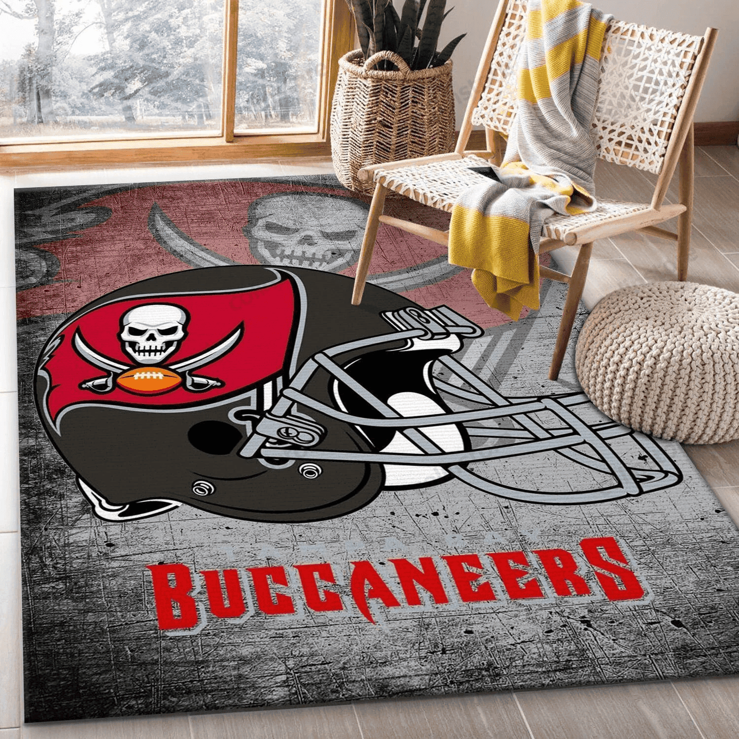 Tampa Bay Buccaneers Rectangle Area Rug – Full Print Carpet For Living Room & Bedroom Home Decor