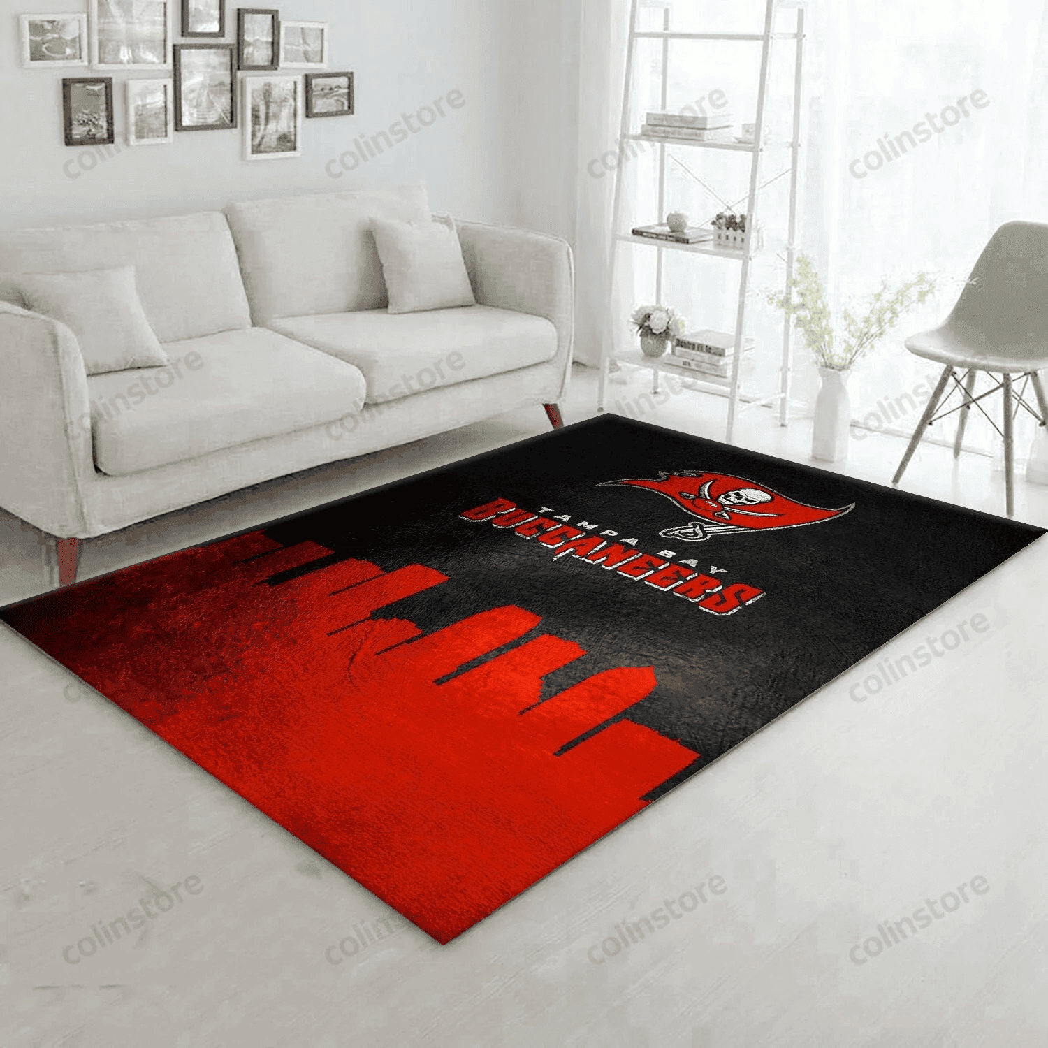 Tampa Bay Buccaneers Rectangle Area Rug – Full Print Carpet For Living Room & Bedroom Home Decor