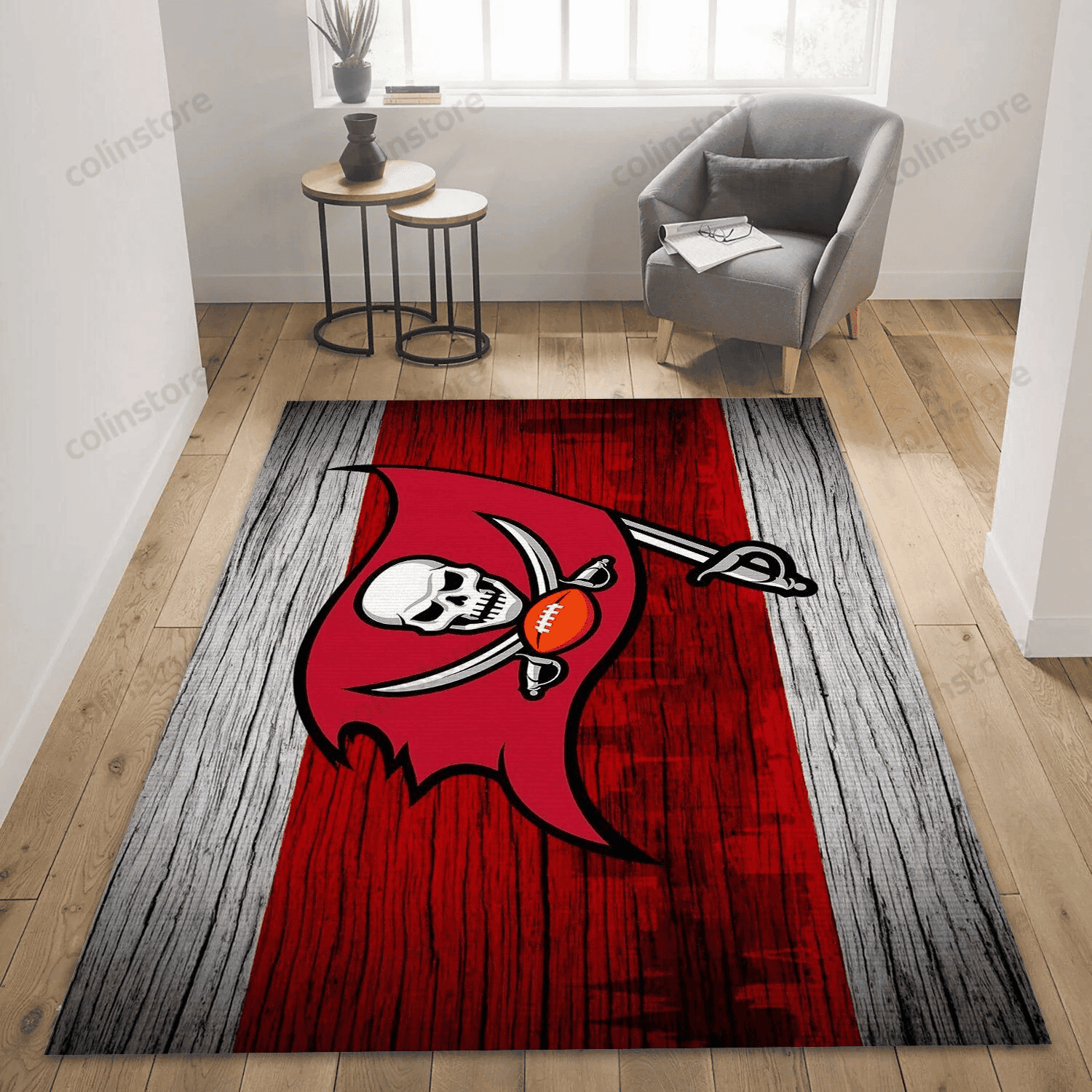 Tampa Bay Buccaneers Rectangle Area Rug – Full Print Carpet For Living Room & Bedroom Home Decor