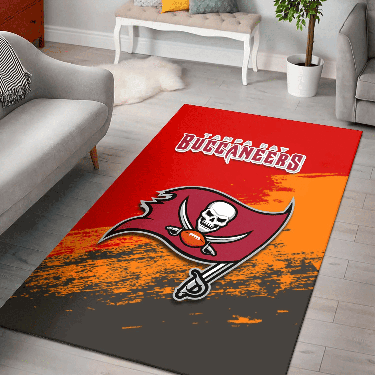 Tampa Bay Buccaneers Rectangle Area Rug – Full Print Carpet For Living Room & Bedroom Home Decor