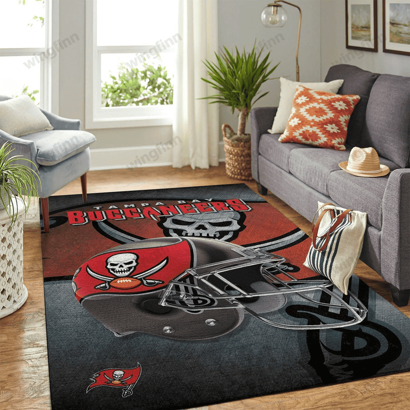 Tampa Bay Buccaneers Rectangle Area Rug – Full Print Carpet For Living Room & Bedroom Home Decor