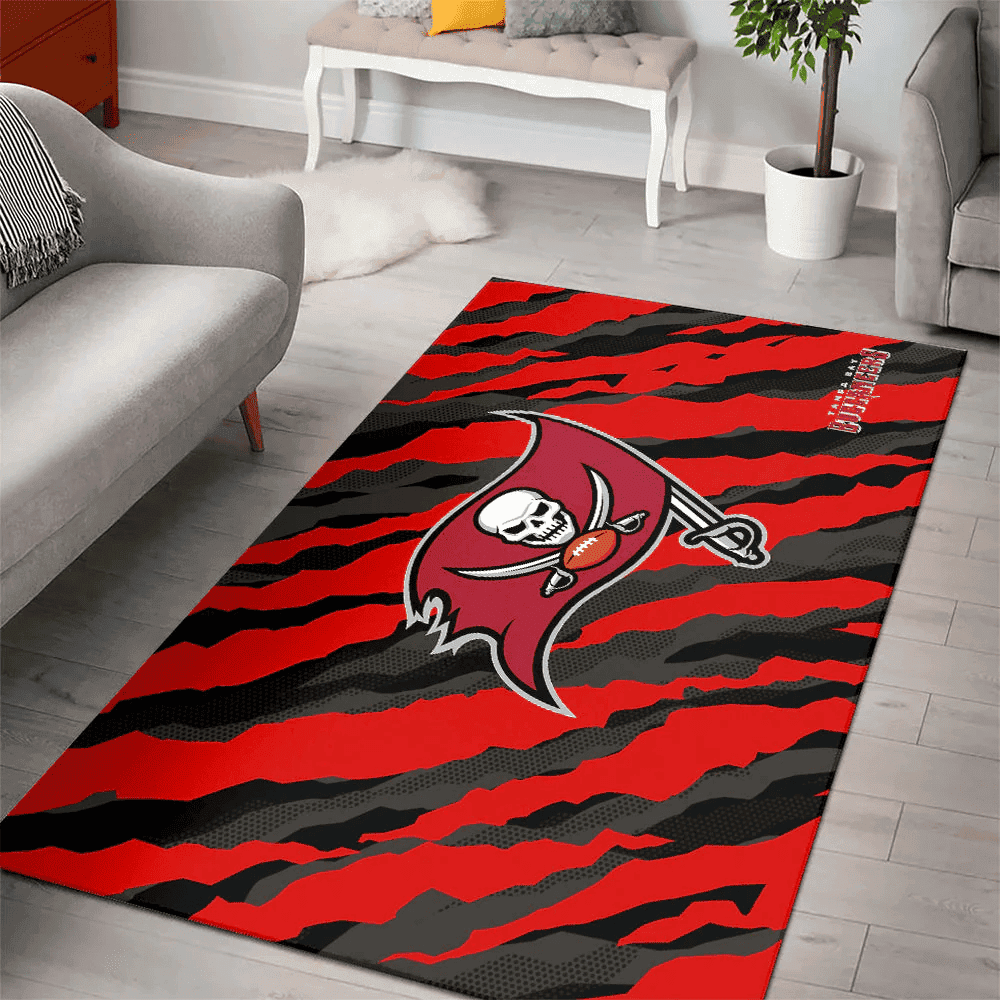 Tampa Bay Buccaneers Rectangle Area Rug – Full Print Carpet For Living Room & Bedroom Home Decor