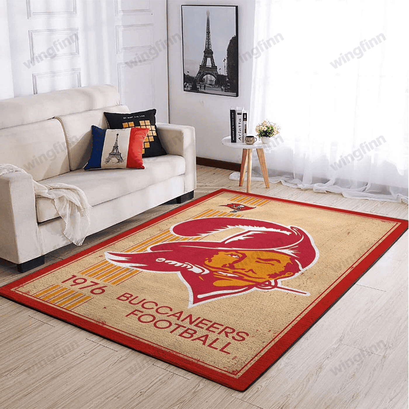 Tampa Bay Buccaneers Rectangle Area Rug – Full Print Carpet For Living Room & Bedroom Home Decor