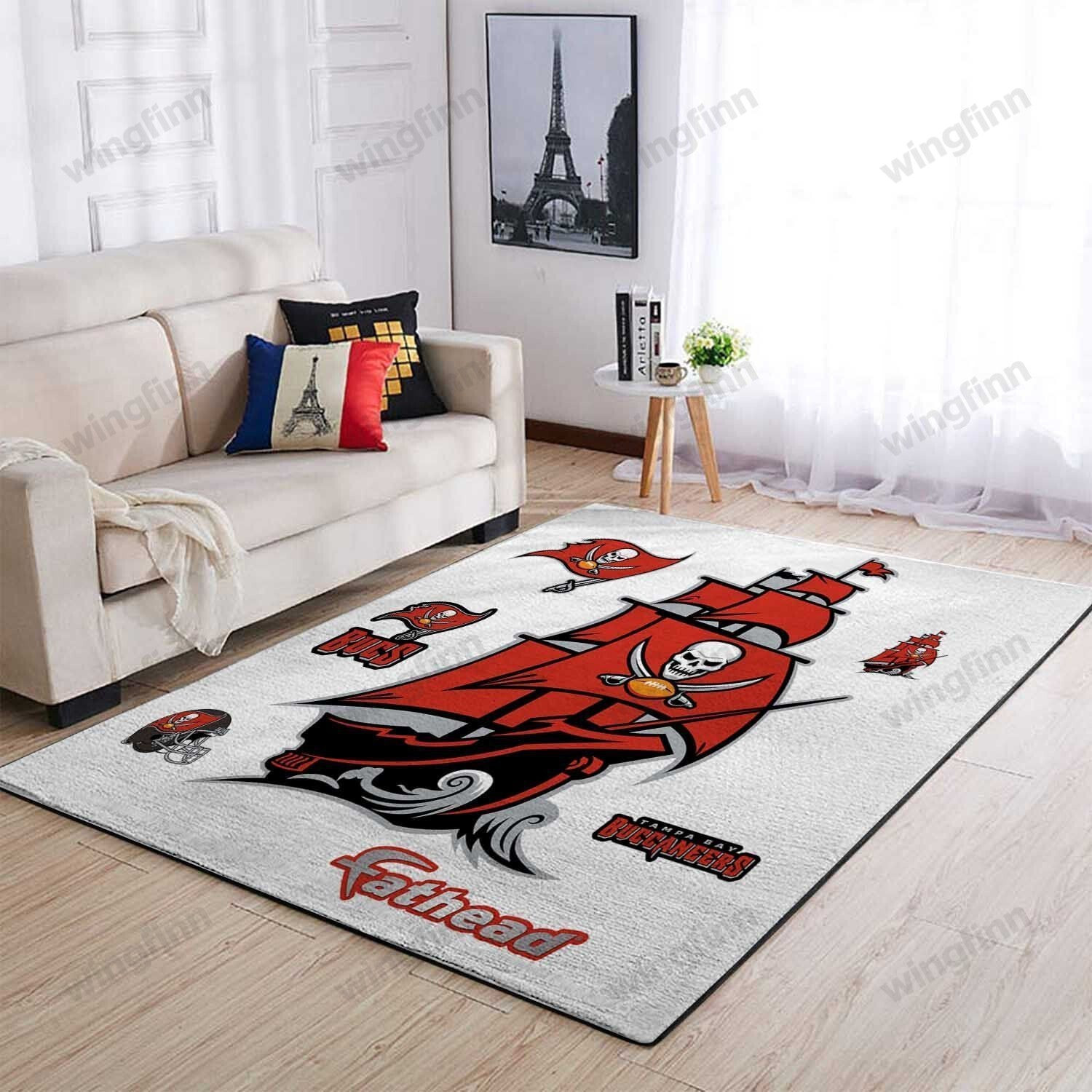 Tampa Bay Buccaneers Rectangle Area Rug – Full Print Carpet For Living Room & Bedroom Home Decor
