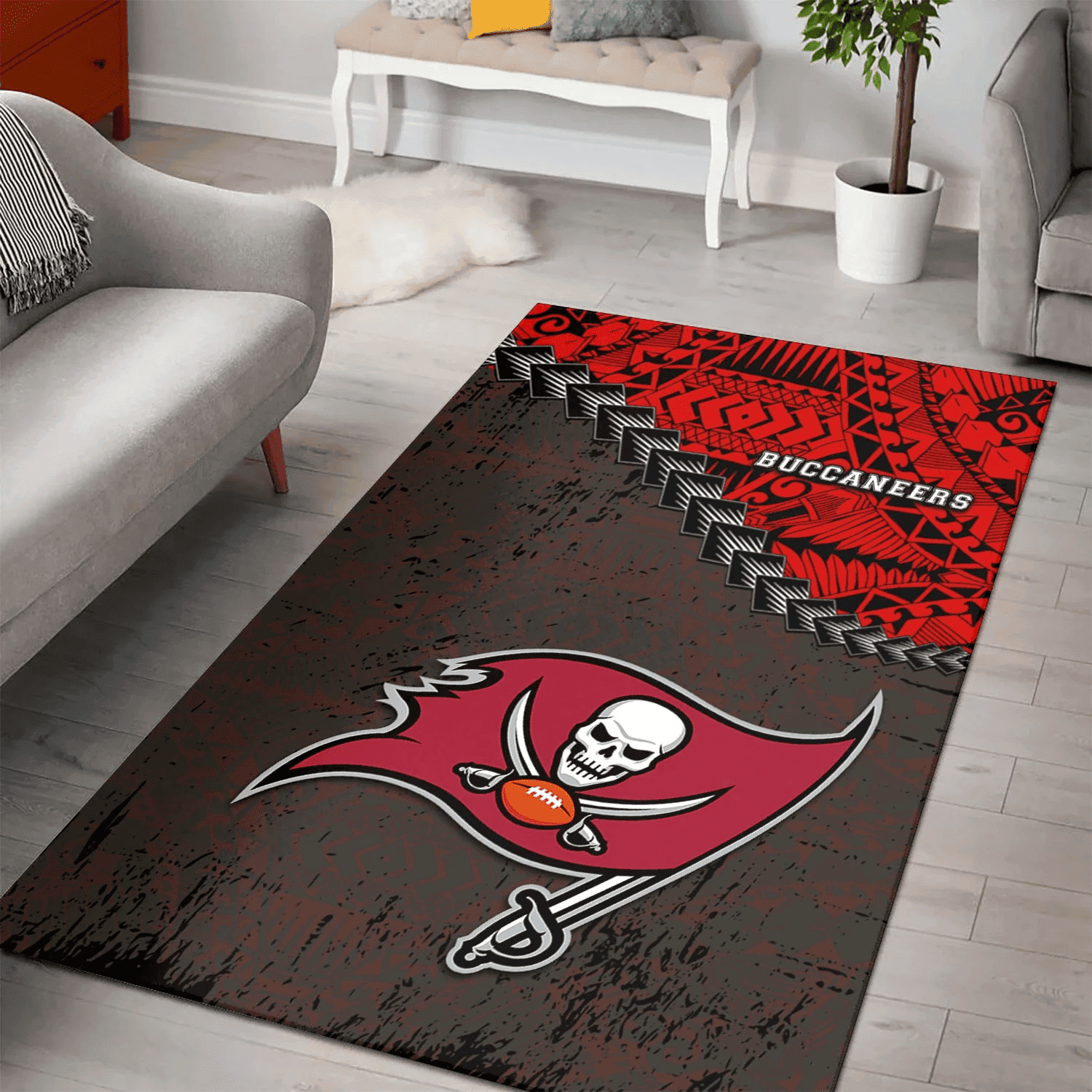Tampa Bay Buccaneers Rectangle Area Rug – Full Print Carpet For Living Room & Bedroom Home Decor