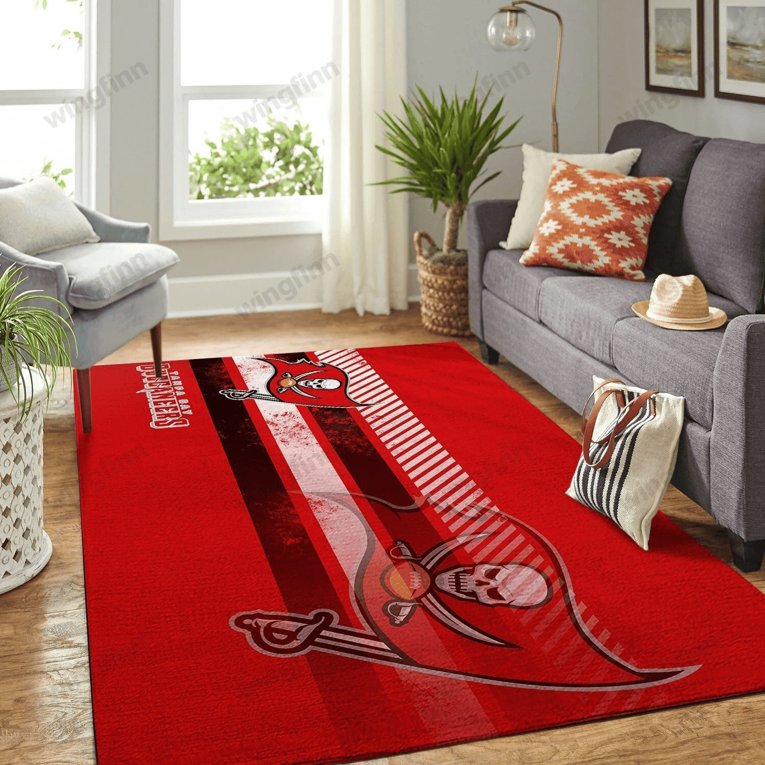 Tampa Bay Buccaneers Rectangle Area Rug – Full Print Carpet For Living Room & Bedroom Home Decor