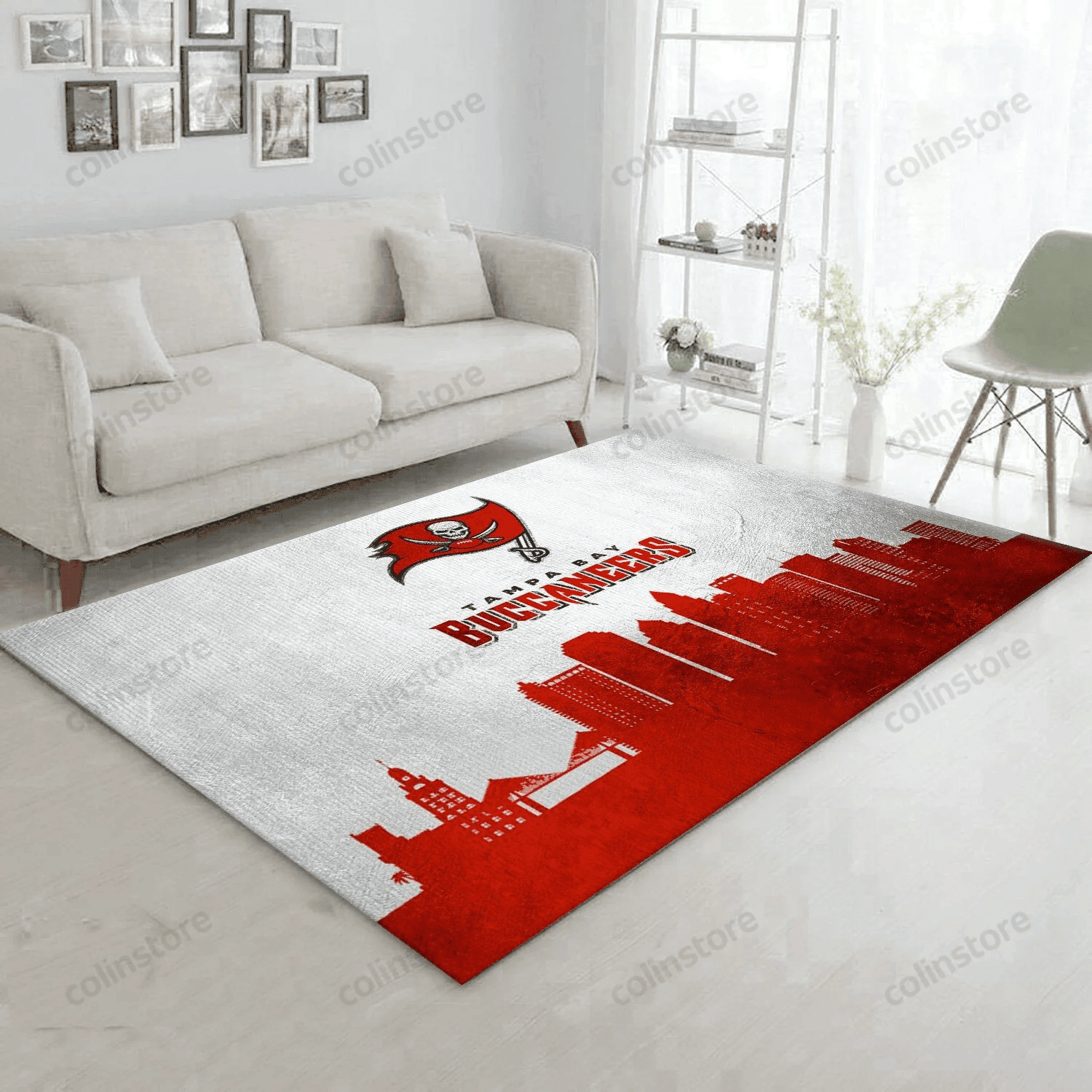 Tampa Bay Buccaneers Rectangle Area Rug – Full Print Carpet For Living Room & Bedroom Home Decor