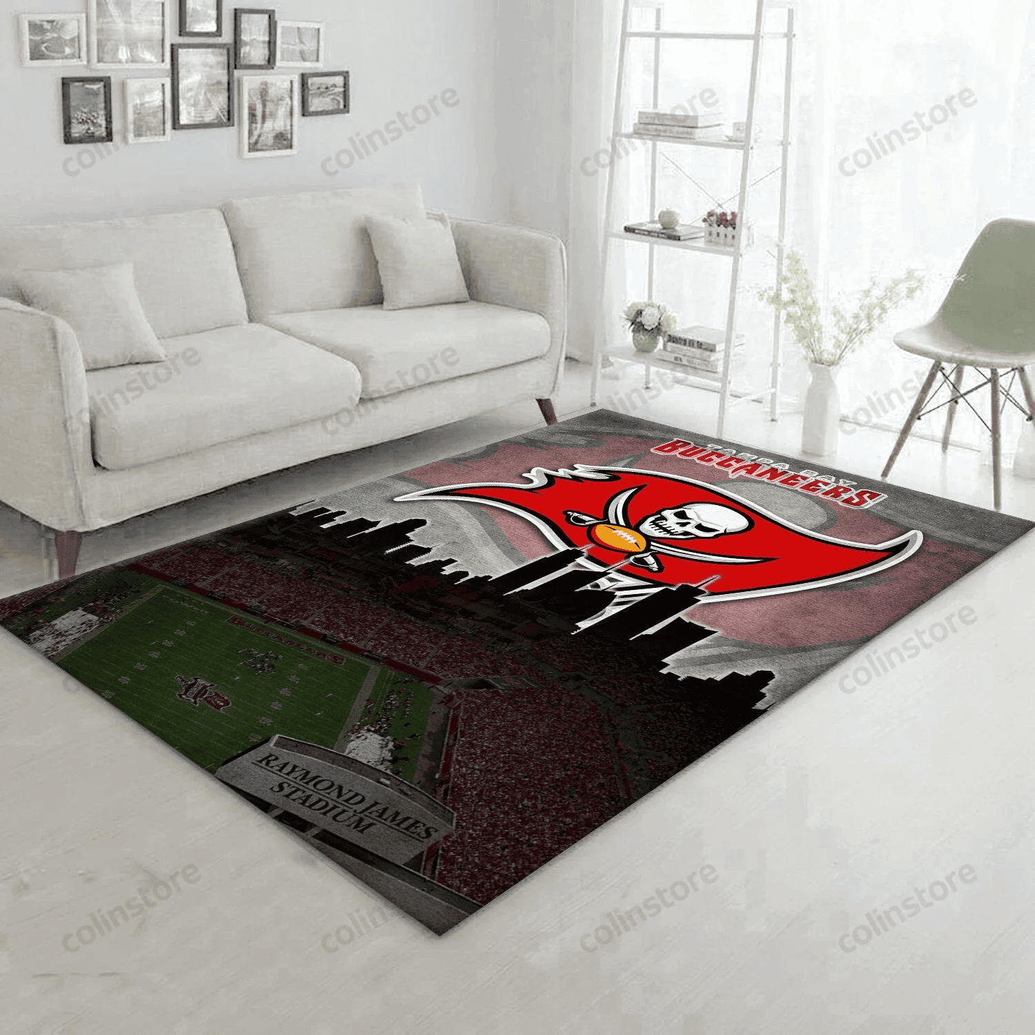 Tampa Bay Buccaneers Rectangle Area Rug – Full Print Carpet For Living Room & Bedroom Home Decor