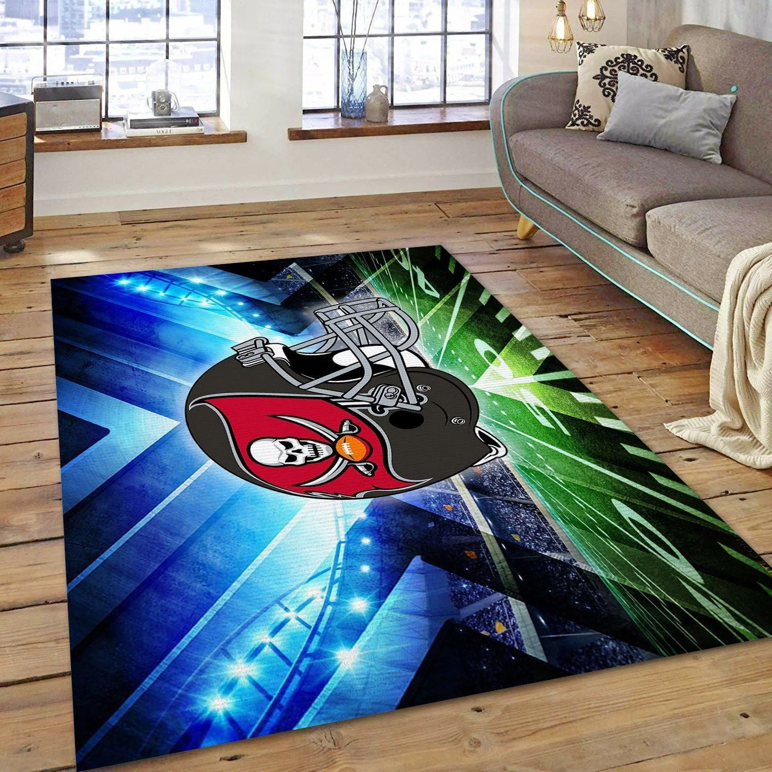 Tampa Bay Buccaneers Rectangle Area Rug – Full Print Carpet For Living Room & Bedroom Home Decor