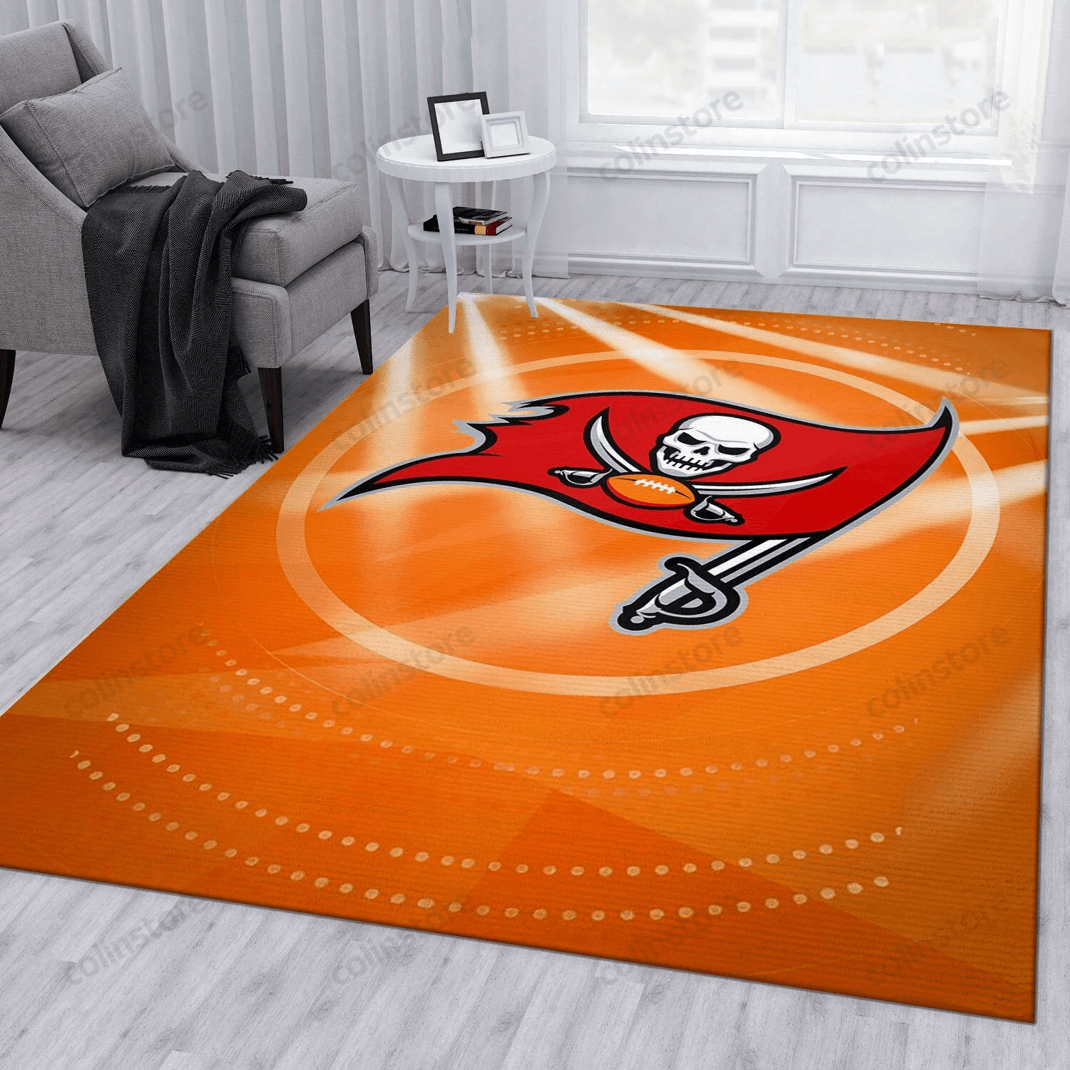 Tampa Bay Buccaneers Rectangle Area Rug – Full Print Carpet For Living Room & Bedroom Home Decor