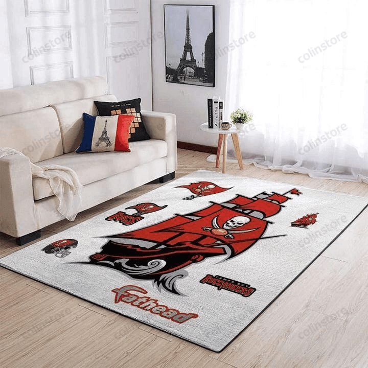 Tampa Bay Buccaneers Rectangle Area Rug – Full Print Carpet For Living Room & Bedroom Home Decor