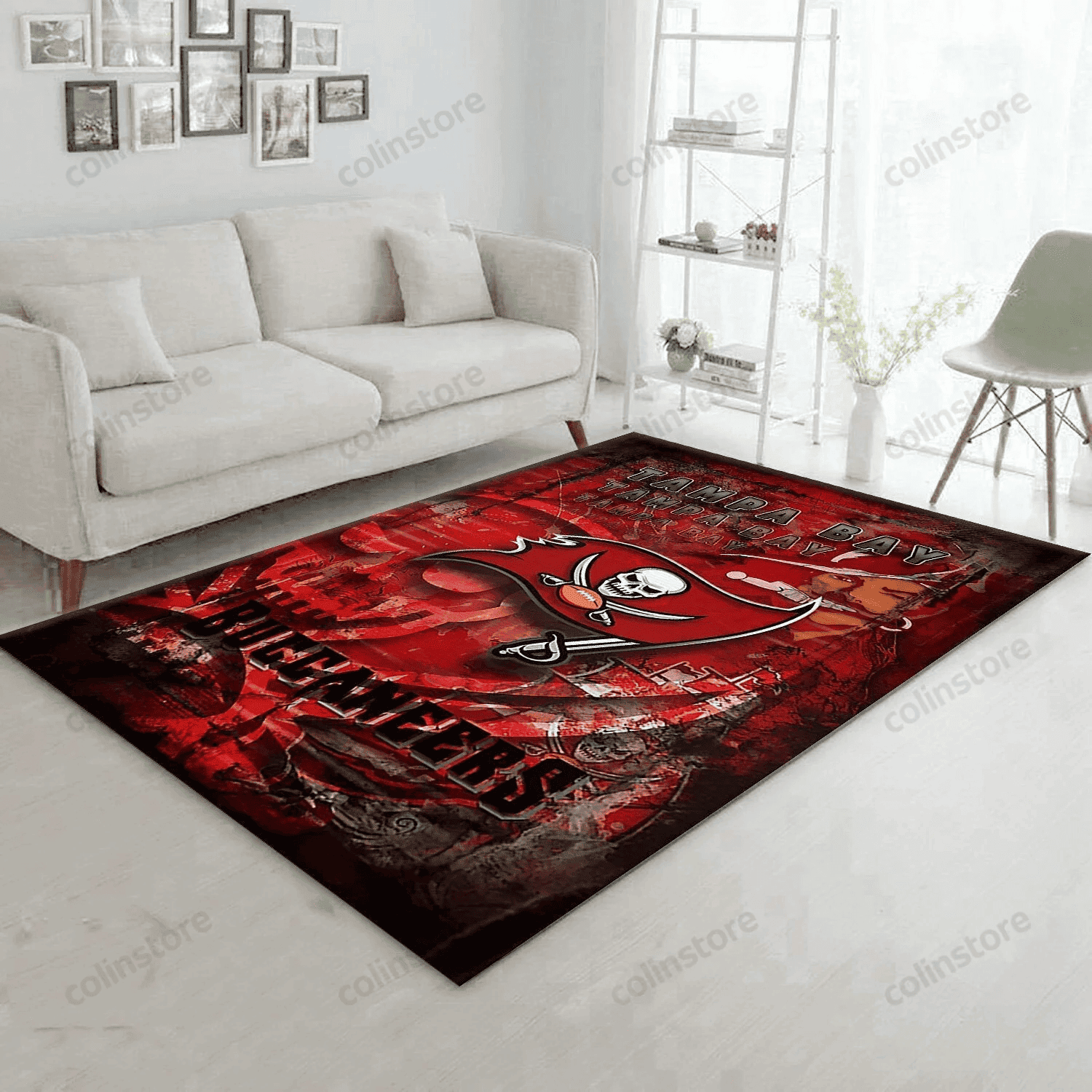 Tampa Bay Buccaneers Rectangle Area Rug – Full Print Carpet For Living Room & Bedroom Home Decor
