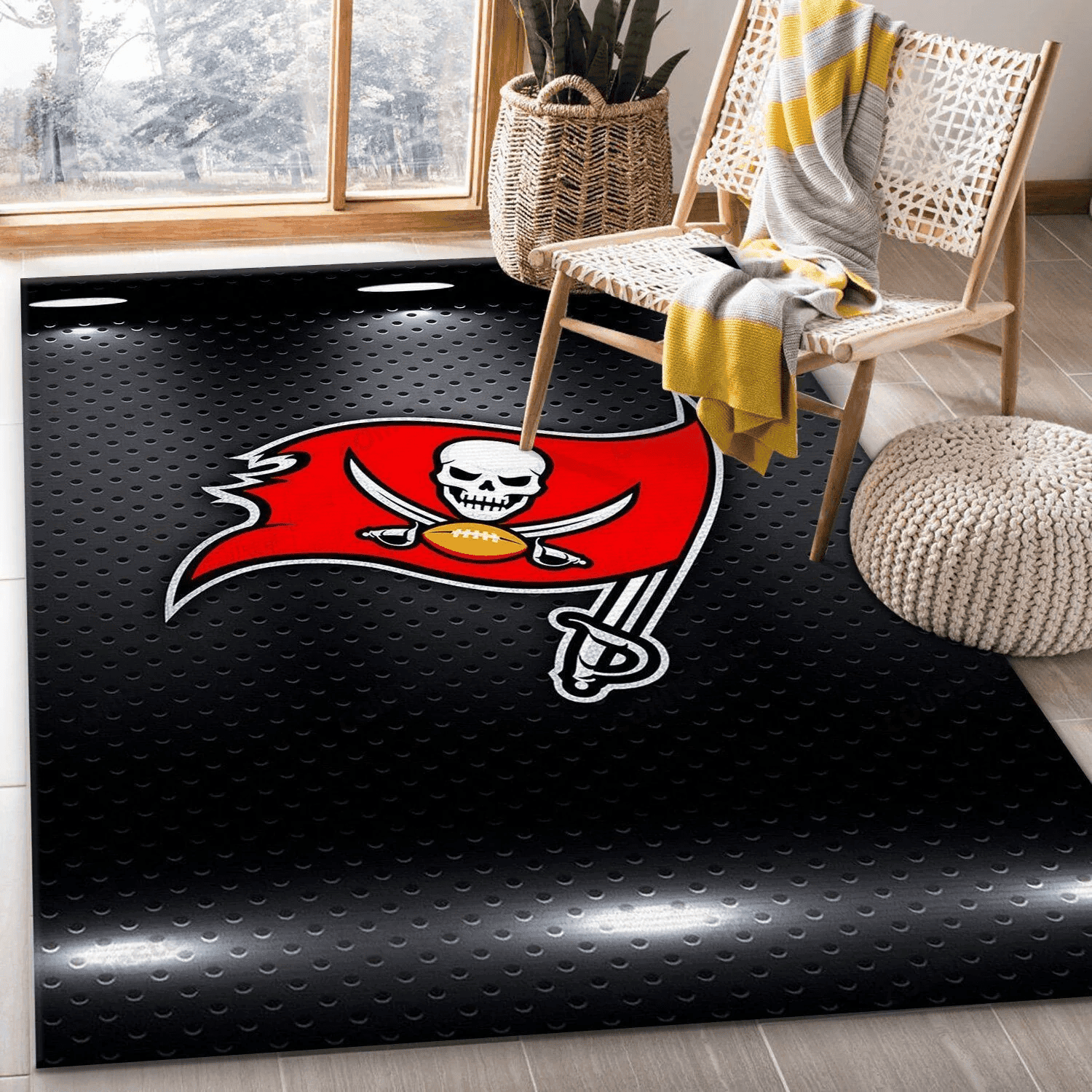 Tampa Bay Buccaneers Rectangle Area Rug – Full Print Carpet For Living Room & Bedroom Home Decor