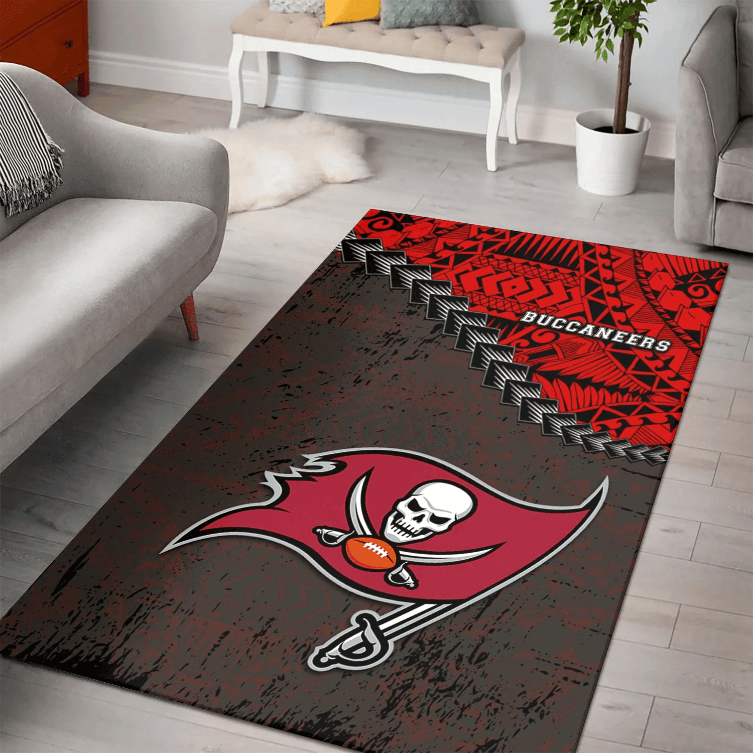 Tampa Bay Buccaneers Rectangle Area Rug – Full Print Carpet For Living Room & Bedroom Home Decor