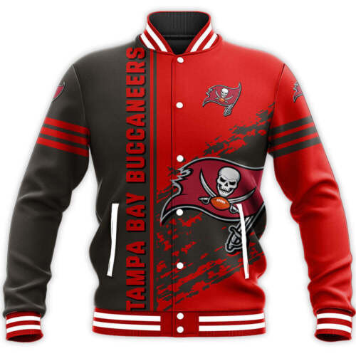 Tampa Bay Buccaneers Red Black Varsity Baseball Jacket for Men & Women | NFL Team Fan Gift