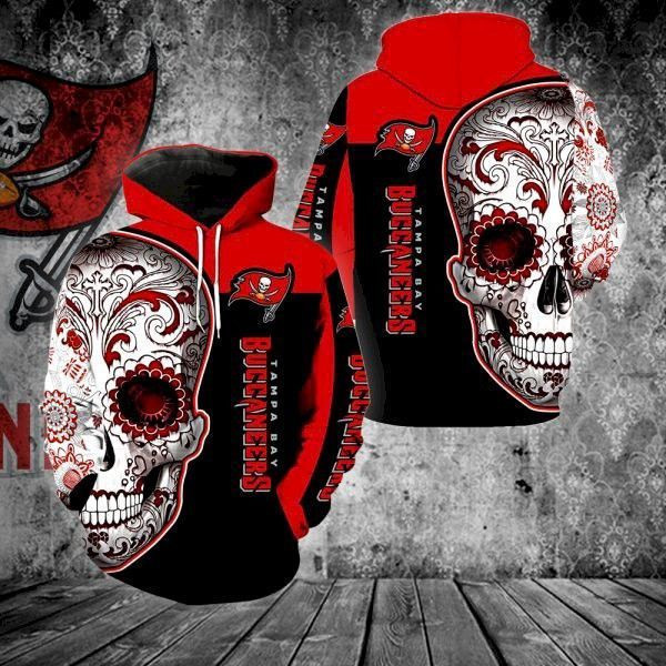 Tampa Bay Buccaneers Skull 3D All Over Print Hoodie & Zip Hoodie