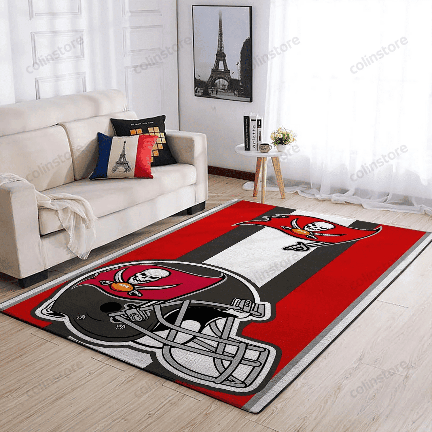 Tampa Bay Buccaneers Team Logo Helmet Nice Gift Rectangle Area Rug – Full Print Carpet For Living Room & Bedroom Home Decor