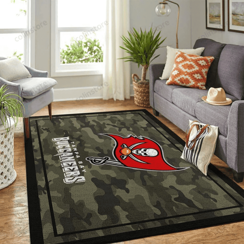 Tampa Bay Buccaneers Team Logo Rectangle Area Rug – Full Print Carpet For Living Room & Bedroom Home Decor