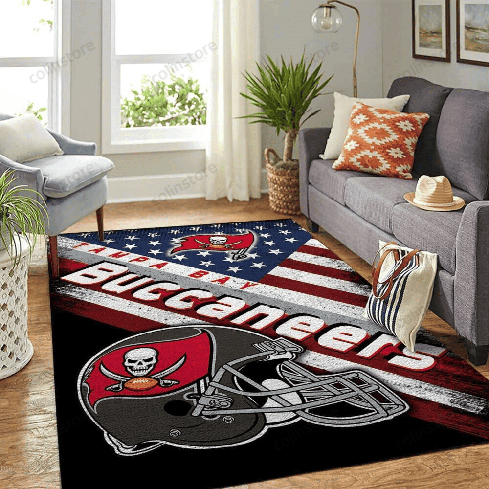Tampa Bay Buccaneers Team Logo Rectangle Area Rug – Full Print Carpet For Living Room & Bedroom Home Decor