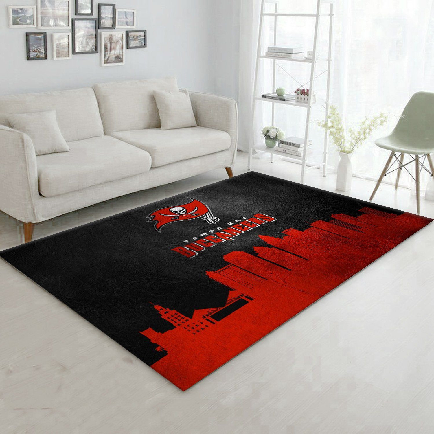 Tampa Bay Buccaneers Team Logos Rectangle Area Rug – Full Print Carpet For Living Room & Bedroom Home Decor