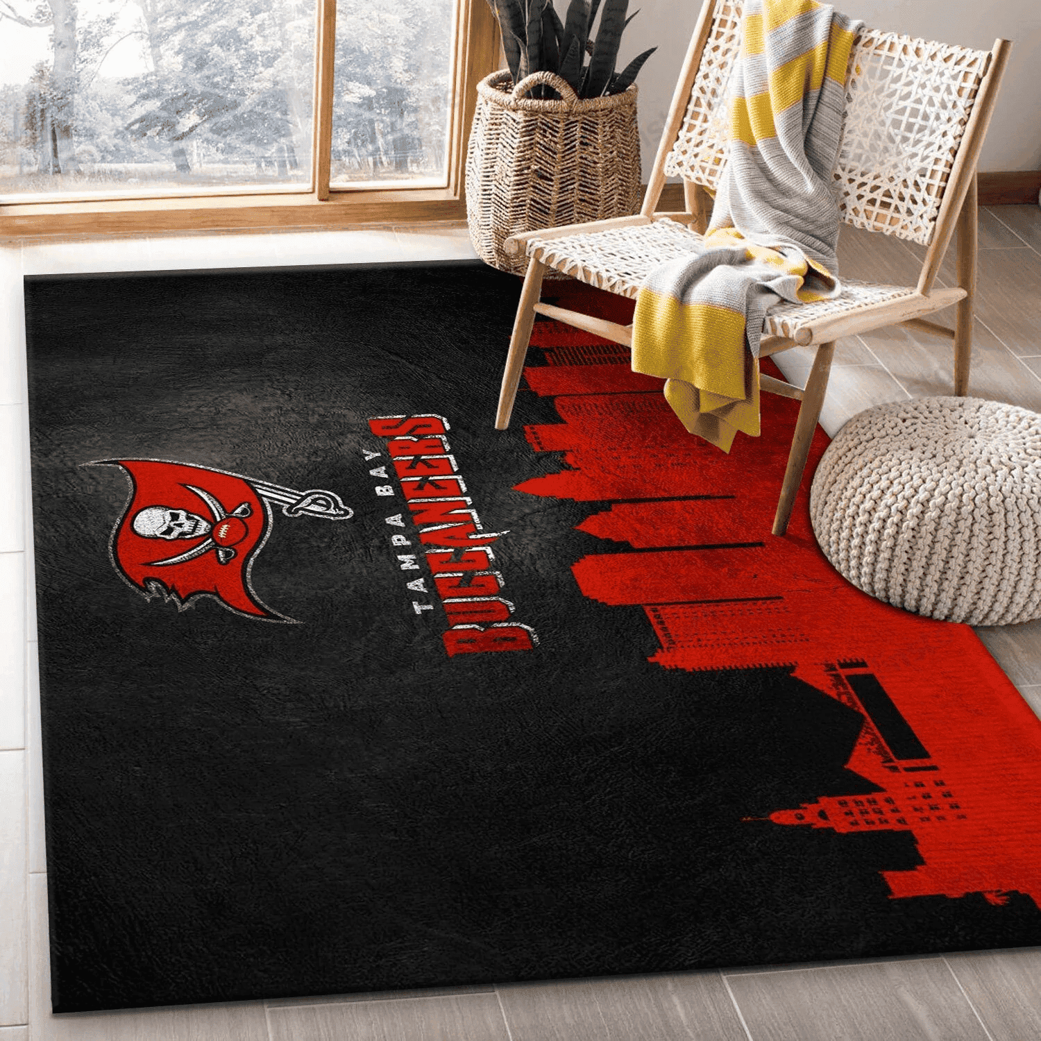 Tampa Bay Buccaneers Team Logos Rectangle Area Rug – Full Print Carpet For Living Room & Bedroom Home Decor
