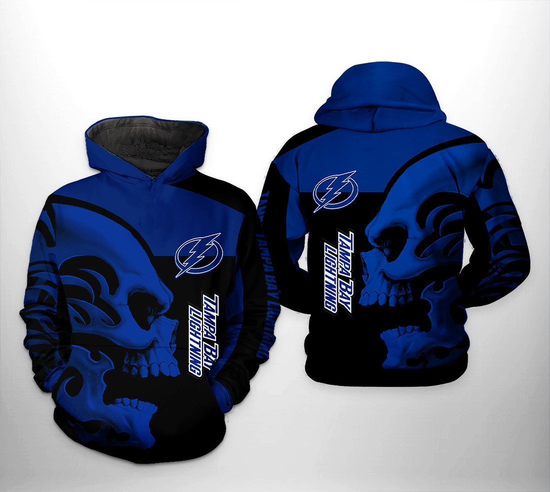 Tampa Bay Lightning NHL Skull 3D All Over Print Hoodie & Zip Hoodie