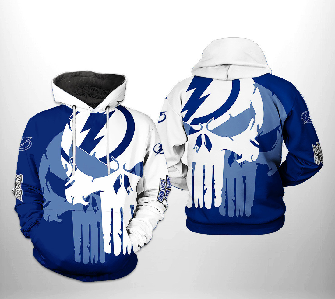 Tampa Bay Lightning NHL Team Skull 3D All Over Print Hoodie & Zip Hoodie