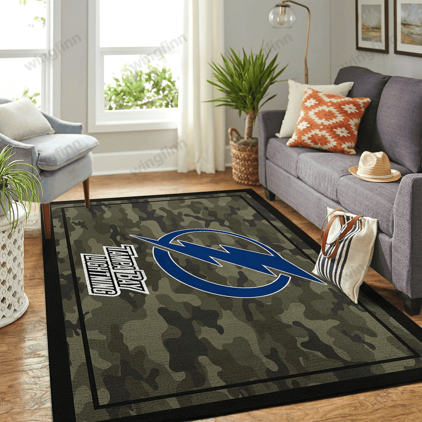 Tampa Bay Lightning Rectangle Area Rug – Full Print Carpet For Living Room & Bedroom Home Decor