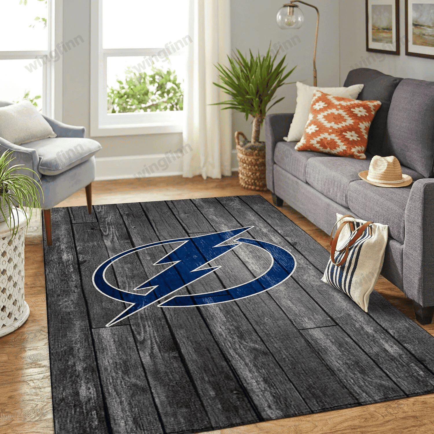 Tampa Bay Lightning Rectangle Area Rug – Full Print Carpet For Living Room & Bedroom Home Decor