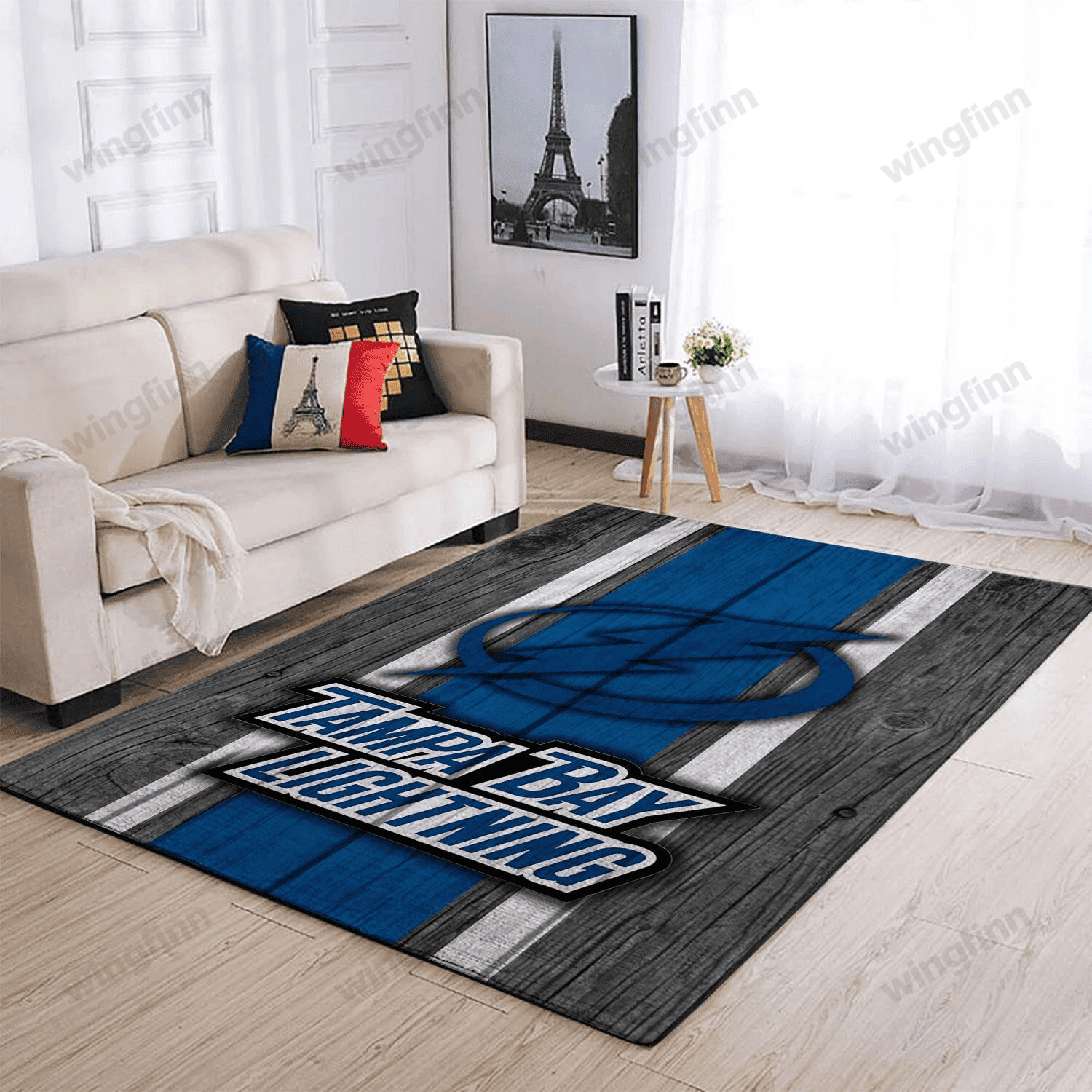 Tampa Bay Lightning Team Logo Rectangle Area Rug – Full Print Carpet For Living Room & Bedroom Home Decor