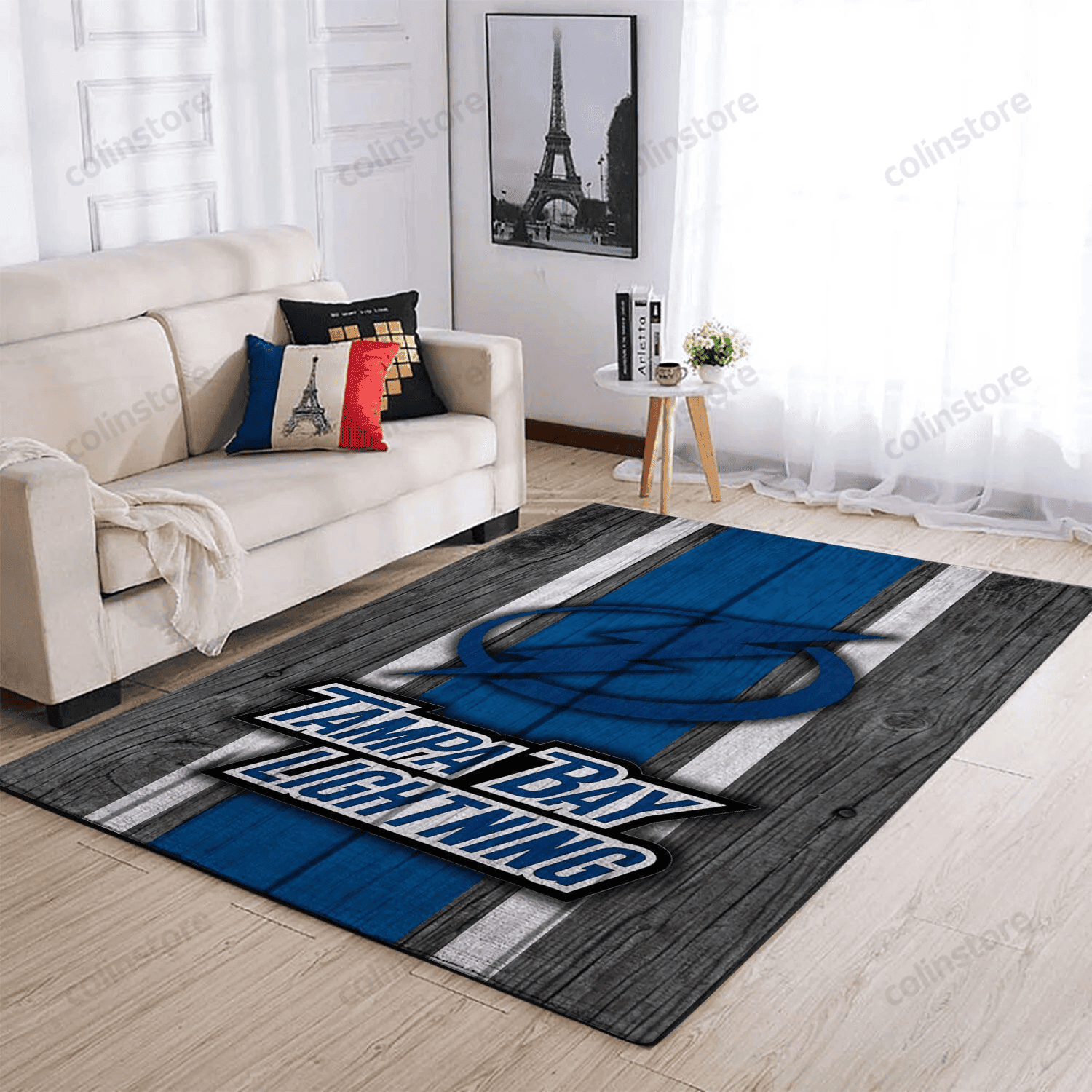 Tampa Bay Lightning Team Logo Rectangle Area Rug – Full Print Carpet For Living Room & Bedroom Home Decor