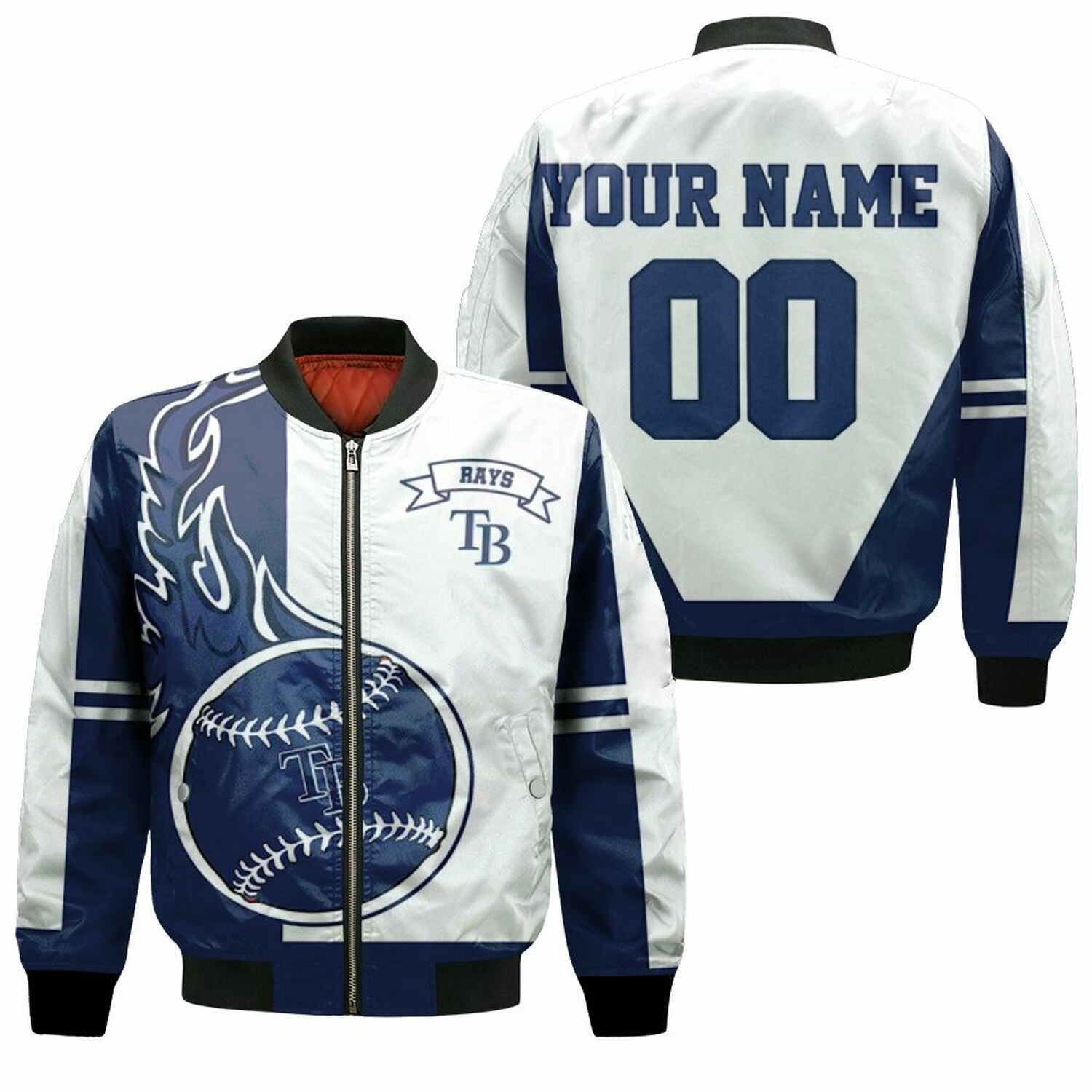 Tampa Bay Rays Personalized Name Number Bomber Jacket | MLB Team Jacket for Men & Women | Baseball Fan Gift