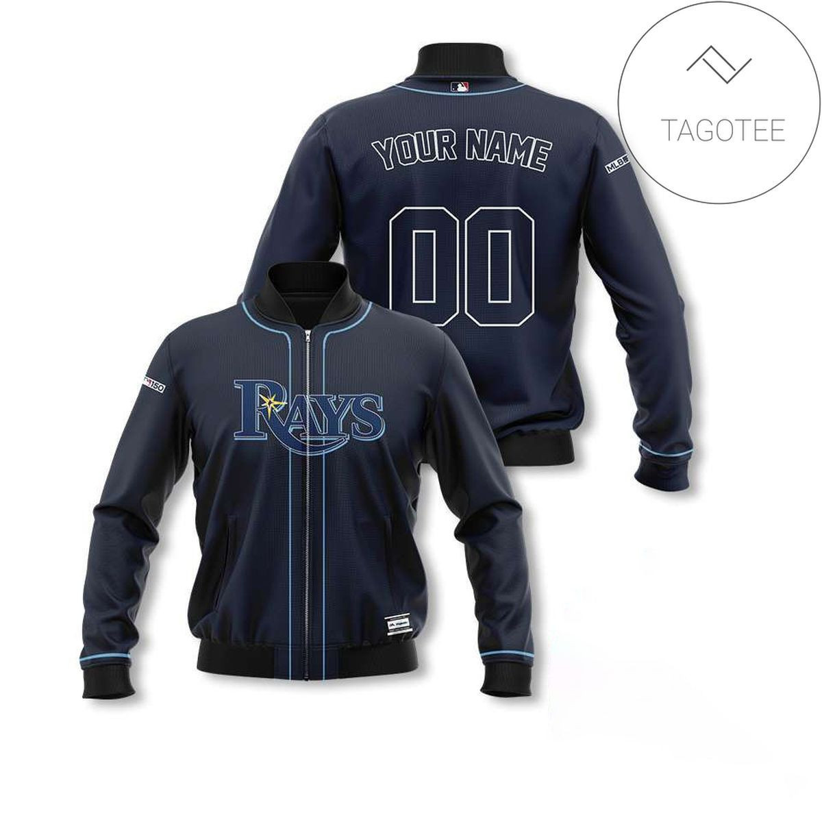 Tampa Bay Rays Personalized Name Number Navy Bomber Jacket | MLB Team Jacket for Men & Women | Baseball Fan Gift